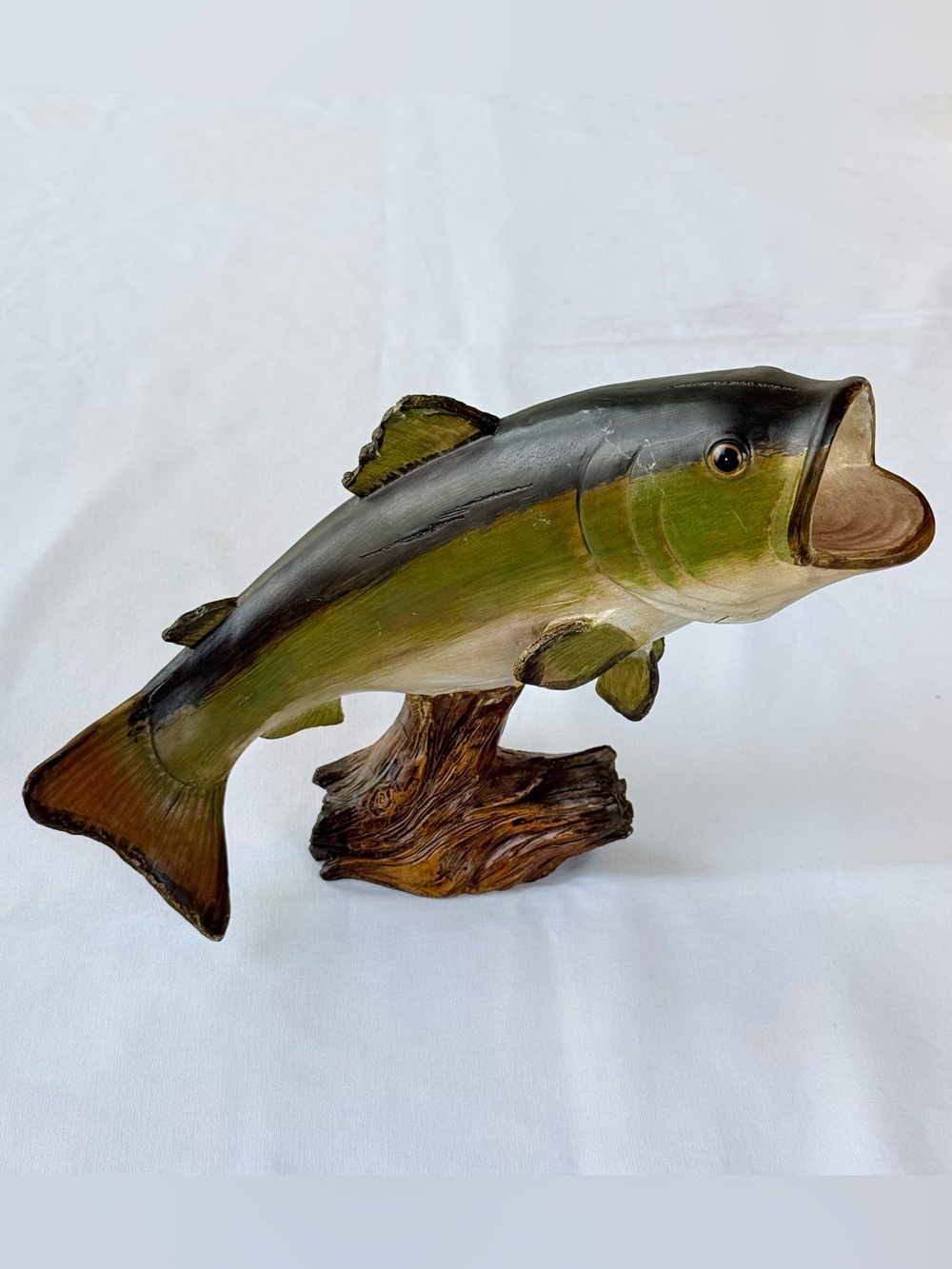 Green Decorative Bass Fish Figurine for Decor